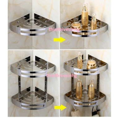 Kệ góc đôi phòng tắm inox 304 cao cấp - Giá góc dày dặn, bền đẹp, chỉ 175.000 VND 4 Kệ góc đôi phòng tắm inox 304 cao cấp - Giá góc dày dặn, bền đẹp, chỉ 175.000 VND 4