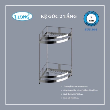 Kệ góc inox SUS 304 2 tầng đa năng 25cm cho nhà tắm và bếp - Giá chỉ 365.000đ 3 Kệ góc inox SUS 304 2 tầng đa năng 25cm cho nhà tắm và bếp - Giá chỉ 365.000đ 3