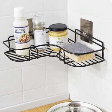 Kệ góc sắt không gỉ dán tường tiện lợi - Giá 39.000, lý tưởng cho nhà tắm & bếp