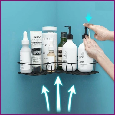 Kệ góc sắt không gỉ dán tường tiện lợi - Giá 39.000, lý tưởng cho nhà tắm & bếp