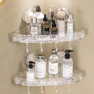 Kệ Góc Tam Giác Đa Năng Gắn Tường - Siêu Dính Hút Chân Không, Kèm Móc, 55.900₫