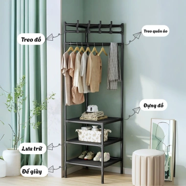 Kệ góc treo quần áo 360 bánh xe modern – giá phơi đồ, kệ giày đa năng, sơn tĩnh điện chống gỉ, giảm 18 phần trăm chỉ 112.000đ