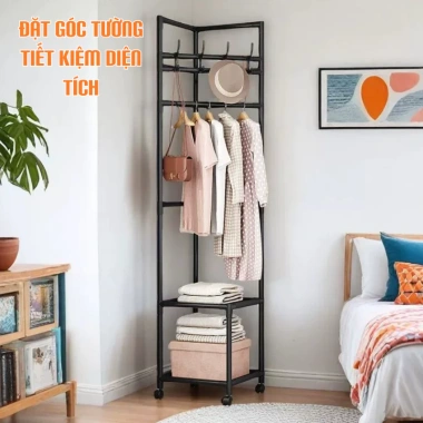 Kệ góc treo quần áo thông minh bánh xe 360° - Giá phơi đa năng, kệ giày thép sơn tĩnh điện, chỉ 109.000₫ 4 Kệ góc treo quần áo thông minh bánh xe 360° - Giá phơi đa năng, kệ giày thép sơn tĩnh điện, chỉ 109.000₫ 4