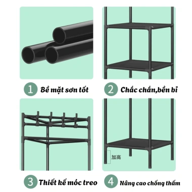 Kệ góc treo quần áo thông minh bánh xe 360° - Giá phơi đa năng, kệ giày thép sơn tĩnh điện, chỉ 109.000₫