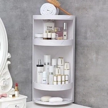 Kệ góc tường đa năng 3 tầng có cửa - Nhựa chống nước, treo tường nhà bếp, phòng tắm, toilet - Giá 123k