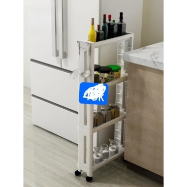 Kệ hẹp di động 4 tầng đa năng, có bánh xe di chuyển - Giá chỉ 53.000₫