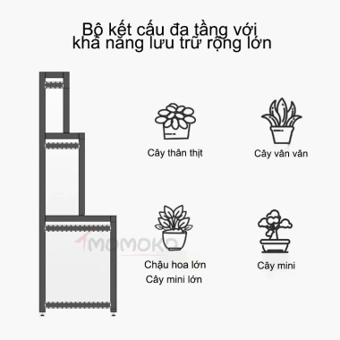 Kệ hoa 2/3 tầng giá đỡ hình thang thép carbon - Thiết kế sang trọng, chỉ 92.400₫