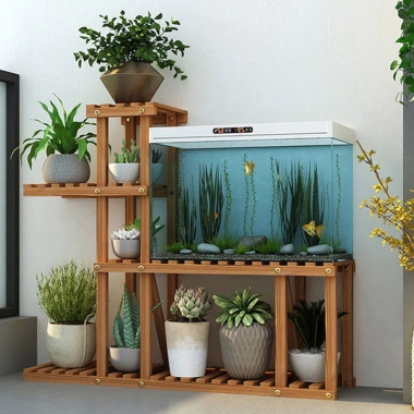 Kệ Hoa Đỏ Lưới Gỗ Nhiều Tầng - Trang trí phòng khách, nội thất gia dụng, giảm giá 368k