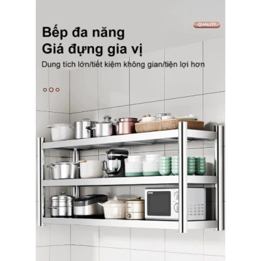 Kệ inox 2 tầng treo tường cao cấp - Chịu lực tốt, lắp đặt dễ dàng, giá chỉ 419.000₫