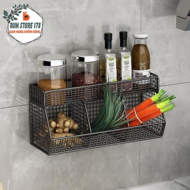 Kệ Inox 3 Ngăn 2 Tầng Lưới Treo Tường Tiết kiệm không gian bếp & tắm, chỉ 61.500₫