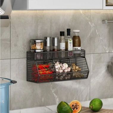 Kệ Inox 3 Ngăn 2 Tầng Lưới Treo Tường Tiết kiệm không gian bếp & tắm, chỉ 61.500₫