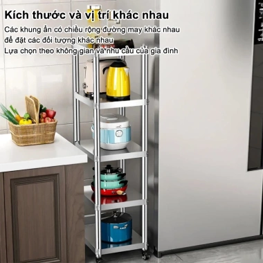 Kệ inox 3 tầng dày có bánh xe, Đựng lò vi sóng, nồi, chảo, chỉ 409.000₫