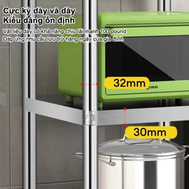 Kệ inox 3 tầng dày có bánh xe, Đựng lò vi sóng, nồi, chảo, chỉ 409.000₫