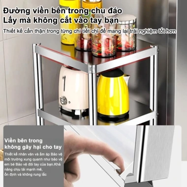 Kệ inox 3 tầng dày có bánh xe, Đựng lò vi sóng, nồi, chảo, chỉ 409.000₫