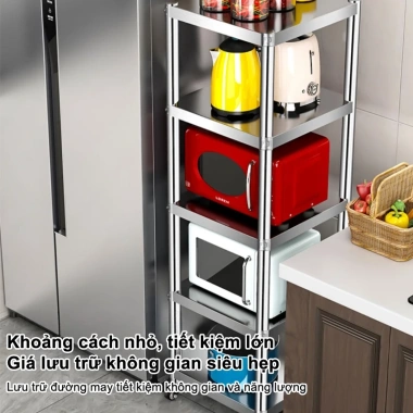Kệ inox 3 tầng dày có bánh xe, Đựng lò vi sóng, nồi, chảo, chỉ 409.000₫