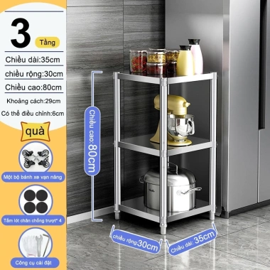 Kệ inox 3 tầng dày có bánh xe, Đựng lò vi sóng, nồi, chảo, chỉ 409.000₫ 9 Kệ inox 3 tầng dày có bánh xe, Đựng lò vi sóng, nồi, chảo, chỉ 409.000₫ 9