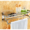 Kệ inox dán tường 2 tầng 40cm - Giá 219.000đ, kèm móc treo, dụng cho nhà tắm 2