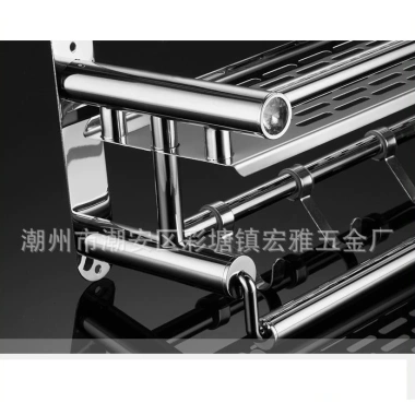 Kệ inox dán tường 2 tầng 40cm - Giá 219.000đ, kèm móc treo, dụng cho nhà tắm