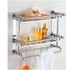 Kệ inox dán tường 2 tầng 40cm - Giá 219.000đ, kèm móc treo, dụng cho nhà tắm 7