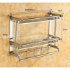 Kệ inox dán tường 2 tầng 40cm - Giá 219.000đ, kèm móc treo, dụng cho nhà tắm 8