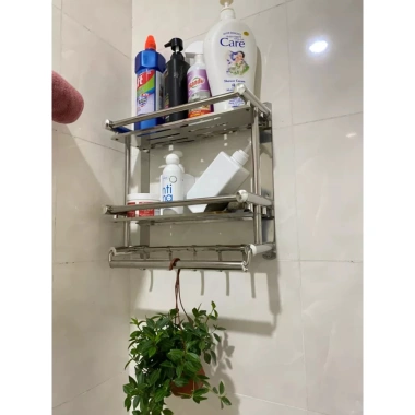 Kệ inox dán tường 3 tầng - Giá 219.000đ, treo khăn & để đồ nhà tắm, tiết kiệm không gian 5 Kệ inox dán tường 3 tầng - Giá 219.000đ, treo khăn & để đồ nhà tắm, tiết kiệm không gian 5
