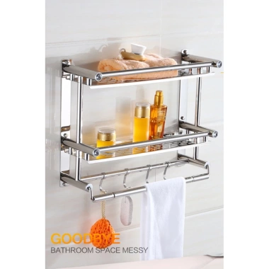 Kệ inox dán tường 3 tầng - Giá 219.000đ, treo khăn & để đồ nhà tắm, tiết kiệm không gian 7 Kệ inox dán tường 3 tầng - Giá 219.000đ, treo khăn & để đồ nhà tắm, tiết kiệm không gian 7