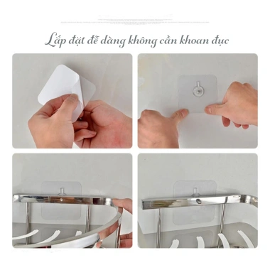 Kệ inox dán tường 3 tầng - Giá 219.000đ, treo khăn & để đồ nhà tắm, tiết kiệm không gian