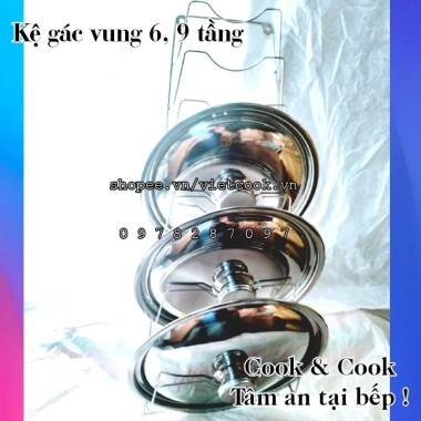 Kệ inox để vung SUS304 6-9 tầng – Giá treo chịu nhiệt, giảm còn 62.000đ