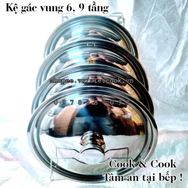 Kệ inox để vung SUS304 6-9 tầng – Giá treo chịu nhiệt, giảm còn 62.000đ