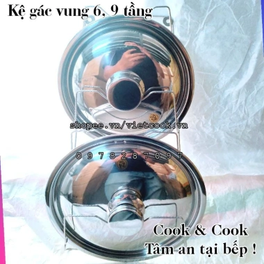 Kệ inox để vung SUS304 6-9 tầng – Giá treo chịu nhiệt, giảm còn 62.000đ
