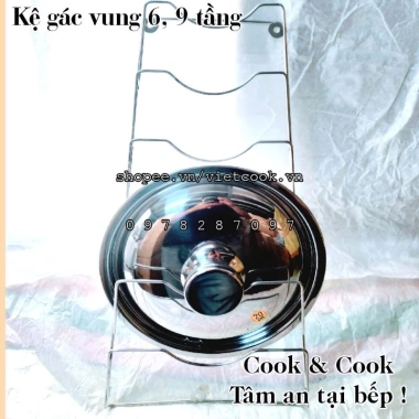 Kệ inox để vung SUS304 6-9 tầng – Giá treo chịu nhiệt, giảm còn 62.000đ