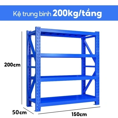 Kệ kho hàng sắt 4 tầng siêu thị chịu 200kg/tầng, lắp đặt 5 phút, giá 1,300,000₫ 10 Kệ kho hàng sắt 4 tầng siêu thị chịu 200kg/tầng, lắp đặt 5 phút, giá 1,300,000₫ 10