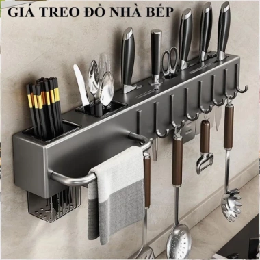 Kệ Không Khoan Đa Năng Treo Tường Nhà Bếp - Giá Cài Dao, Kéo, Ống Đũa KD00-01