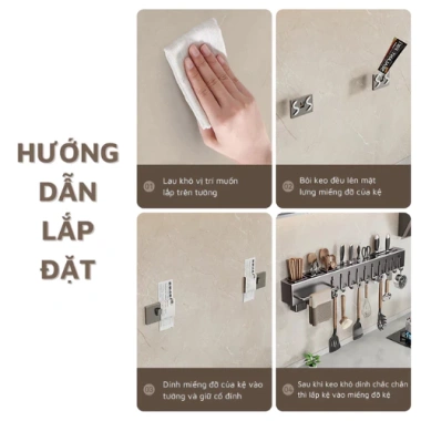 Kệ Không Khoan Đa Năng Treo Tường Nhà Bếp - Giá Cài Dao, Kéo, Ống Đũa KD00-01