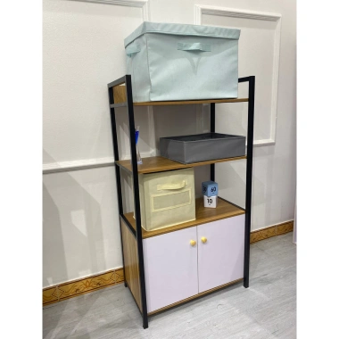 Kệ Lò Vi Sóng 4 Tầng Đa Năng - Khung Sắt, Tủ Gỗ MDF Phủ Melamine, Giá 245.000₫