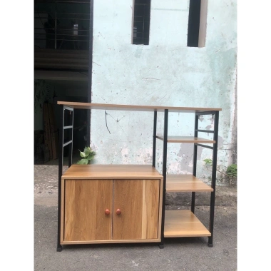 Kệ Lò Vi Sóng 4 Tầng Đa Năng - Khung Sắt, Tủ Gỗ MDF Phủ Melamine, Giá 245.000₫
