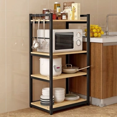 Kệ Lò Vi Sóng 4 Tầng Khung Sắt Sơn Tĩnh Điện, Mặt Gỗ MDF Melamin Chống Thấm, Tiết Kiệm Không Gian - 269k