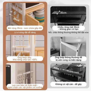 Kệ lò vi sóng gỗ đa năng MIST – Kệ bếp đựng trái cây, rau quả, giảm giá 669k