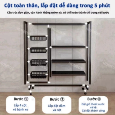 Kệ Lò Vi Sóng Thép Không Gỉ, Thiết Kế Hiện Đại - Giá 595.000 VNĐ GVQ Store 6