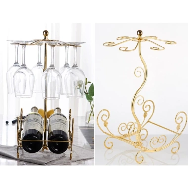 Kệ ly rượu vang cổ điển 6 ly - Giá treo + kệ rượu, décor phòng khách, 239.000₫