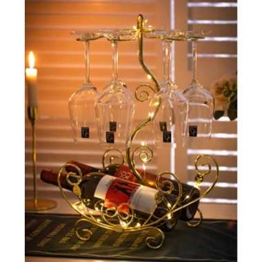 Kệ ly rượu vang cổ điển 6 ly - Giá treo + kệ rượu, décor phòng khách, 239.000₫