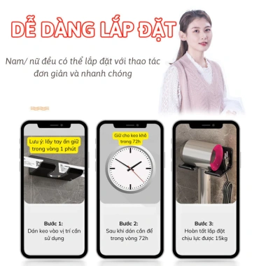 Kệ Máy Sấy Tóc C&M BABY Dán Tường Nhôm Tiện Lợi, Chắc Chắn, Giá Ưu Đãi 61.261₫