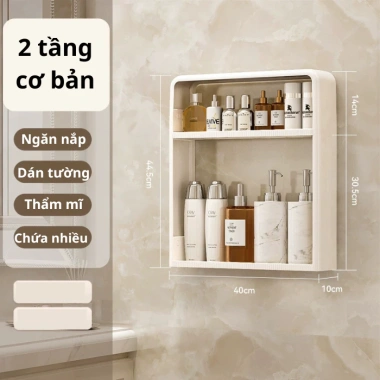 Kệ Mỹ Phẩm Gắn Tường Đa Năng Nhiều Tầng Không Khoan – Tiện Lợi Cho Nhà Tắm & Gia Vị, 79.000₫
