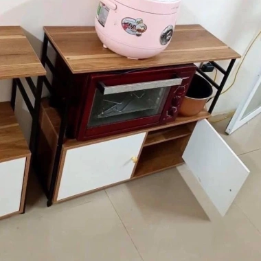 Kệ Nhà Bếp 2 Ngăn Cao Cấp, Khung Sắt Sơn Tĩnh Điện, Đặt Lò Vi Sóng, Sàn Gỗ MDF - Giá ưu đãi 310.000₫