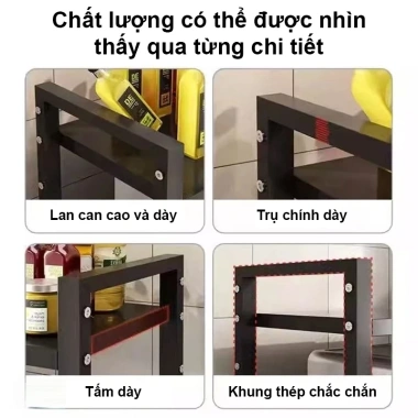 Kệ nhà bếp 2 tầng điều chỉnh, thép chịu nhiệt, phù hợp lò vi sóng và nồi cơm điện