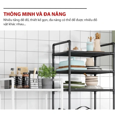 Kệ Nhà Bếp 6 Tầng Đa Năng Bằng Sắt Sơn Tĩnh Điện Lắp Ráp Nhanh Tiện Lợi