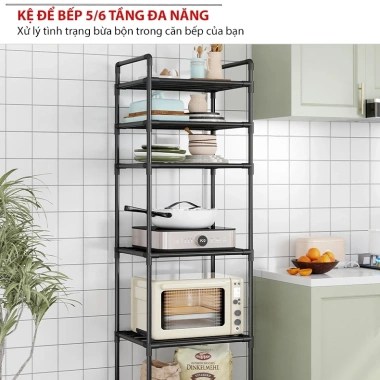 Kệ Nhà Bếp 6 Tầng Đa Năng Bằng Sắt Sơn Tĩnh Điện Lắp Ráp Nhanh Tiện Lợi