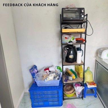 Kệ Nhà Bếp 6 Tầng Đa Năng Bằng Sắt Sơn Tĩnh Điện Lắp Ráp Nhanh Tiện Lợi