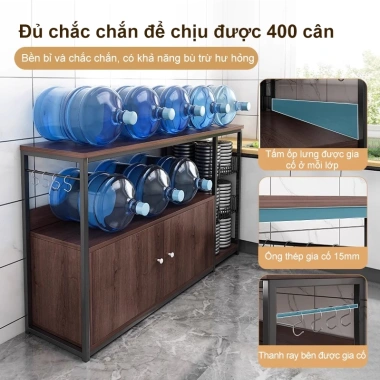 Kệ nhà bếp 80-120cm Xám-Đen - Nhiều ngăn, tủ bếp đa năng, chỉ 669.000 dong