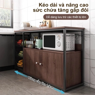 Kệ nhà bếp 80-120cm Xám-Đen - Nhiều ngăn, tủ bếp đa năng, chỉ 669.000 dong
